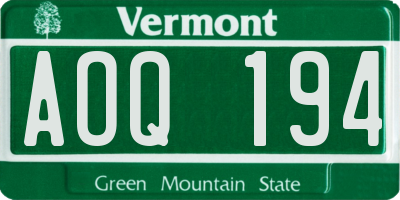 VT license plate AOQ194