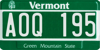 VT license plate AOQ195