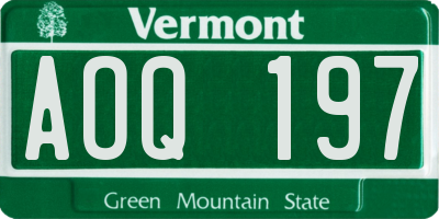 VT license plate AOQ197