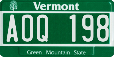 VT license plate AOQ198