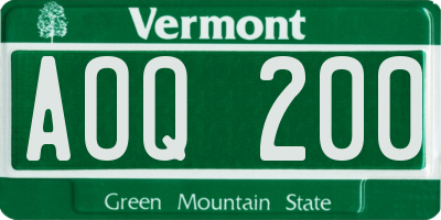 VT license plate AOQ200