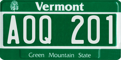 VT license plate AOQ201