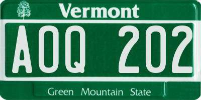 VT license plate AOQ202