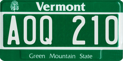 VT license plate AOQ210
