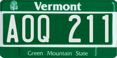 VT license plate AOQ211