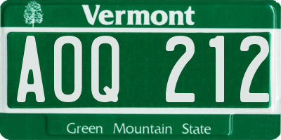 VT license plate AOQ212