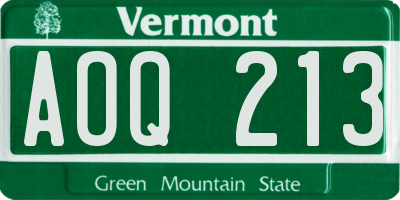 VT license plate AOQ213