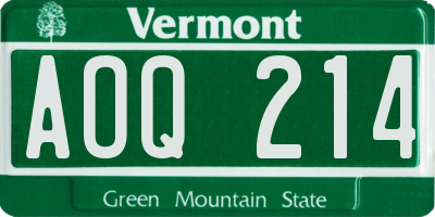 VT license plate AOQ214