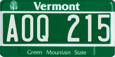 VT license plate AOQ215