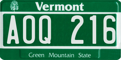VT license plate AOQ216
