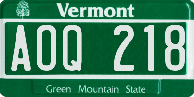 VT license plate AOQ218