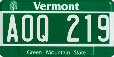 VT license plate AOQ219