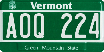 VT license plate AOQ224