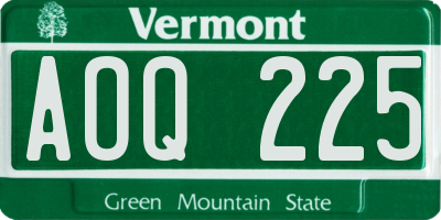 VT license plate AOQ225