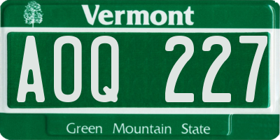 VT license plate AOQ227