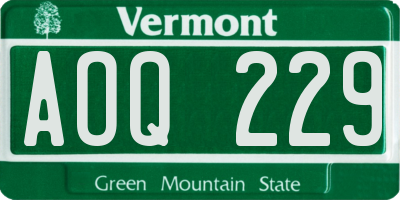 VT license plate AOQ229