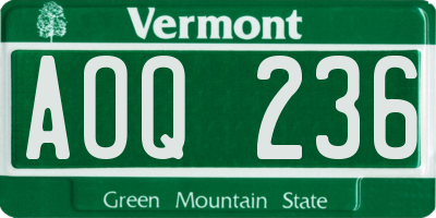 VT license plate AOQ236