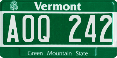 VT license plate AOQ242