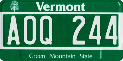 VT license plate AOQ244