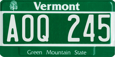 VT license plate AOQ245