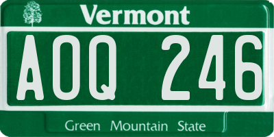 VT license plate AOQ246