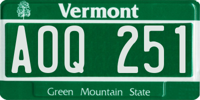 VT license plate AOQ251