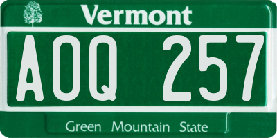 VT license plate AOQ257