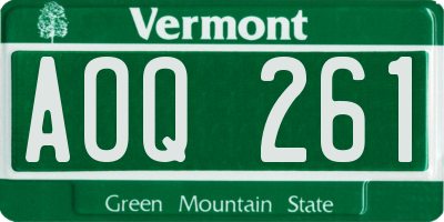 VT license plate AOQ261