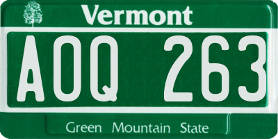 VT license plate AOQ263