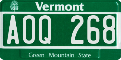 VT license plate AOQ268