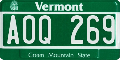 VT license plate AOQ269
