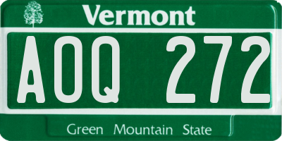 VT license plate AOQ272