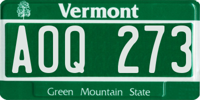 VT license plate AOQ273