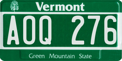 VT license plate AOQ276