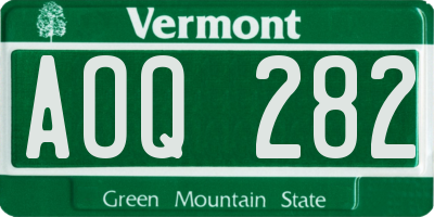 VT license plate AOQ282