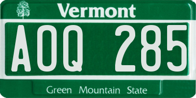 VT license plate AOQ285
