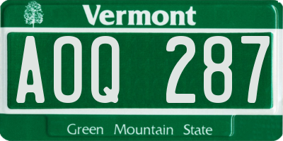 VT license plate AOQ287