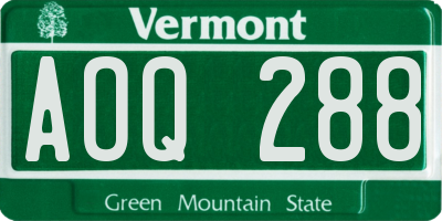VT license plate AOQ288