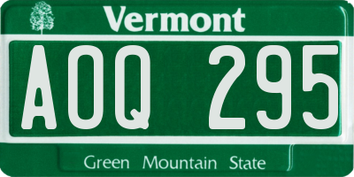 VT license plate AOQ295