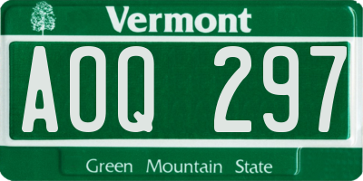 VT license plate AOQ297