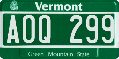 VT license plate AOQ299