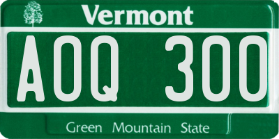 VT license plate AOQ300