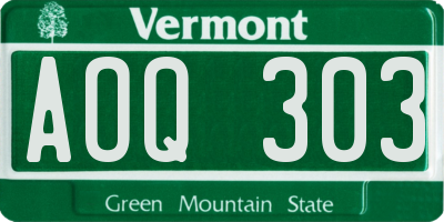 VT license plate AOQ303