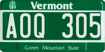 VT license plate AOQ305