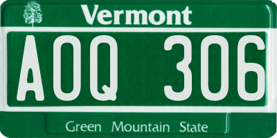 VT license plate AOQ306