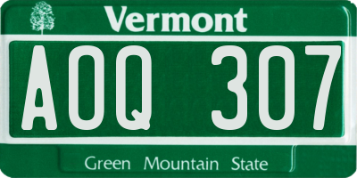 VT license plate AOQ307
