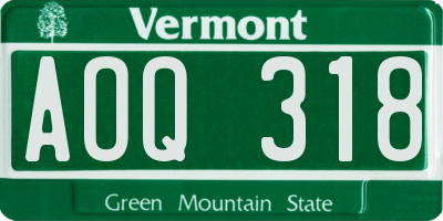 VT license plate AOQ318
