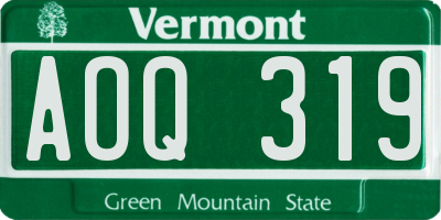 VT license plate AOQ319