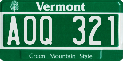 VT license plate AOQ321