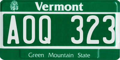 VT license plate AOQ323